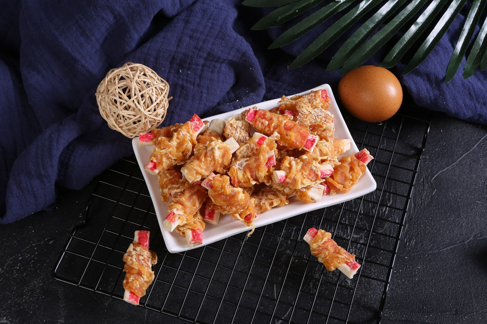 Chicken-wrapped crab stick